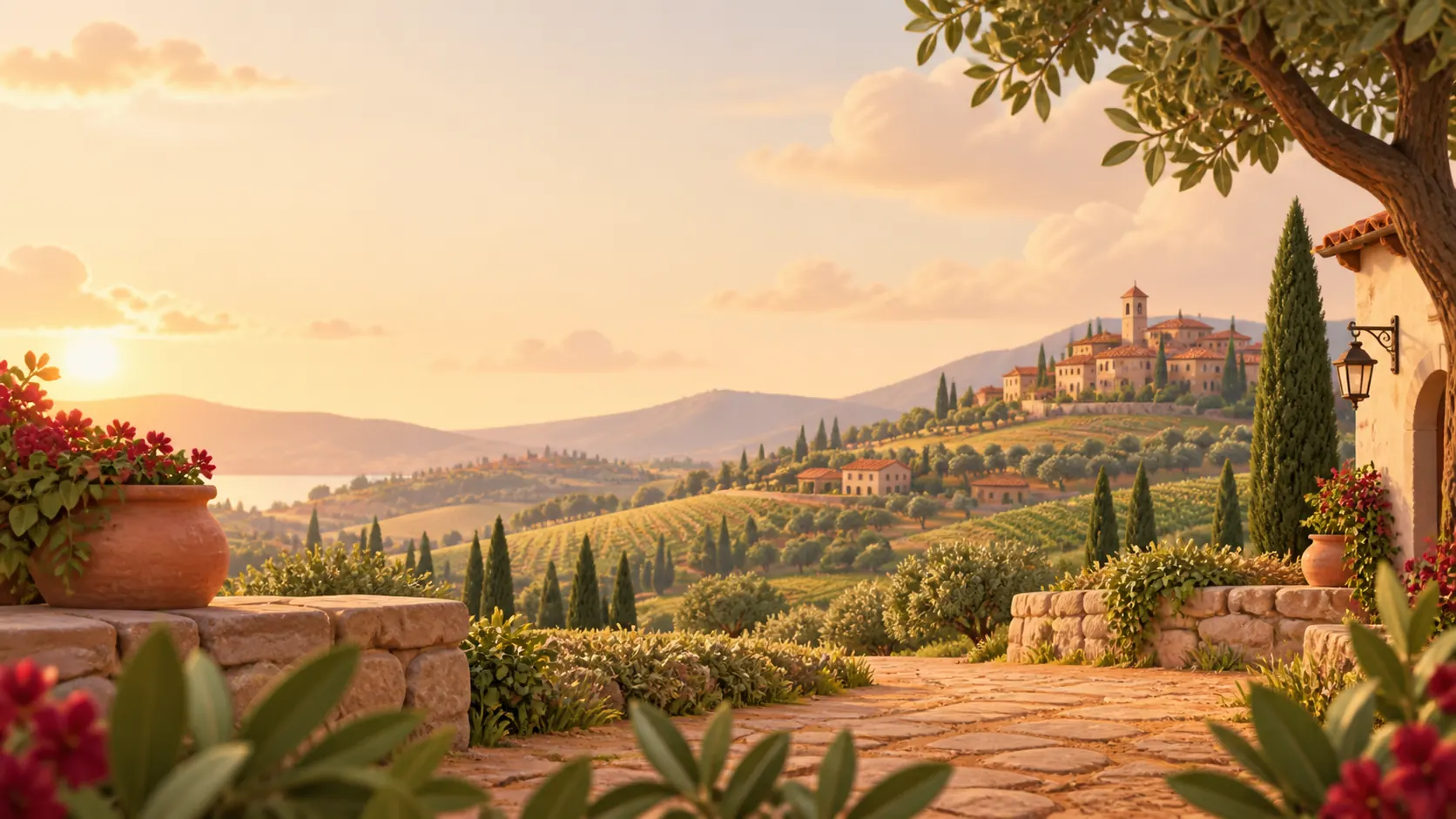 Paisaje ilustrado de una localidad española